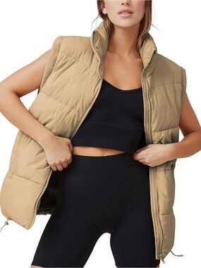 Womens Zip Up Puffer Vest Stand Collar Sleeveless Padded Jacket Coat, size XXL